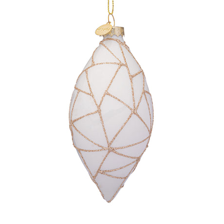 BIZZOTTO Pendaglio Sfera Pallina in Vetro per Albero di Natale 13cm Wedge Bianco