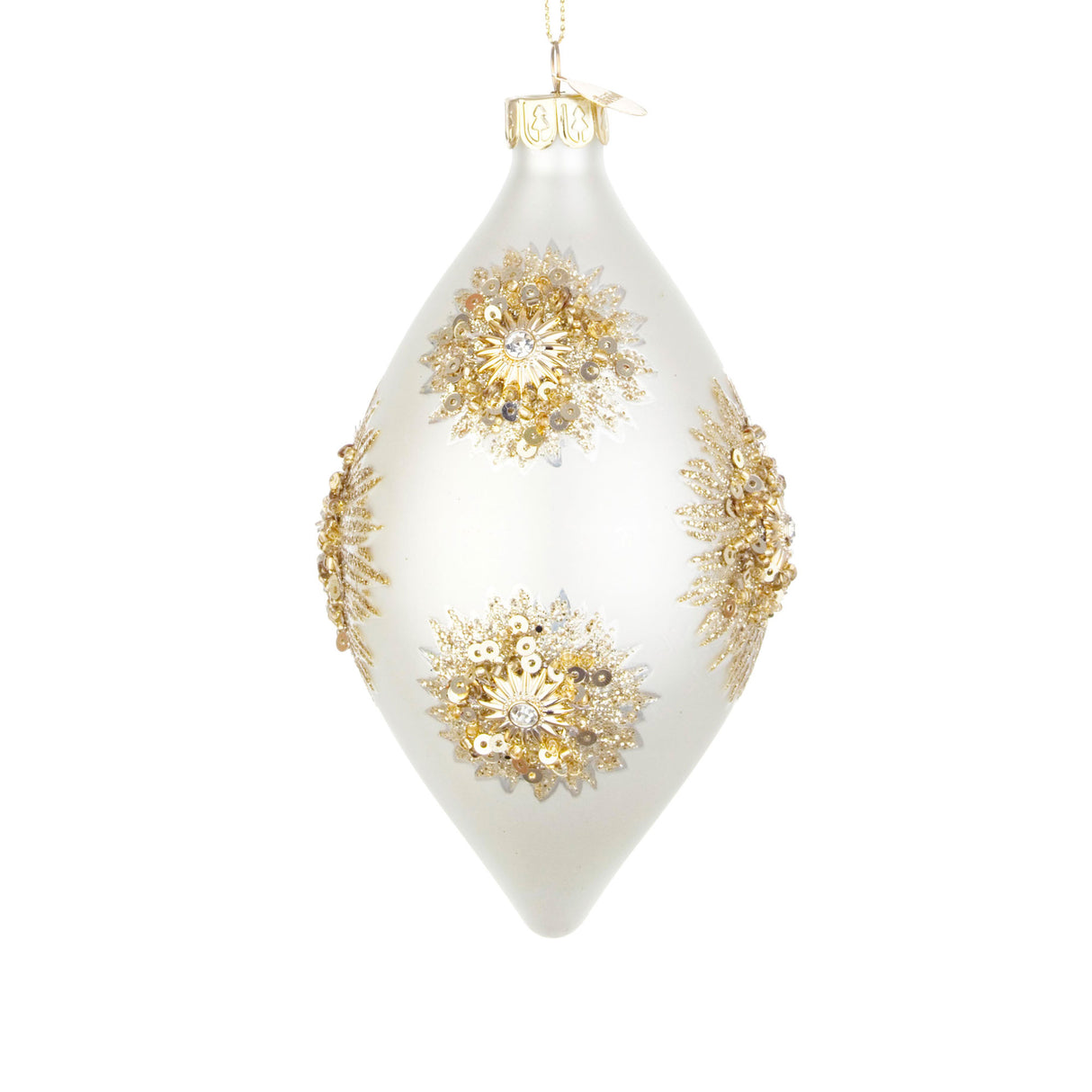 BIZZOTTO Pendaglio Sfera Pallina in Vetro per Albero di Natale 13cm Fairy Bianco