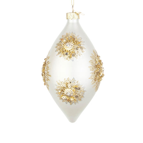 BIZZOTTO Pendaglio Sfera Pallina in Vetro per Albero di Natale 13cm Fairy Bianco