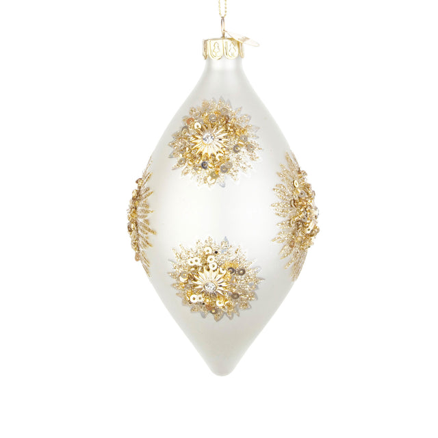 BIZZOTTO Pendaglio Sfera Pallina in Vetro per Albero di Natale 13cm Fairy Bianco