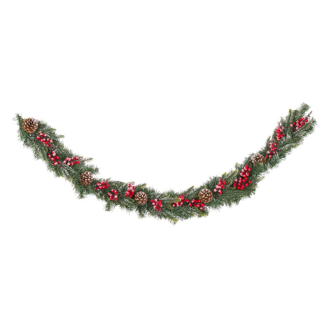 BIZZOTTO Boa Festone con Bacche Rosse e Neve Ghiacciato 180cm