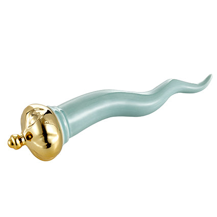 MONTEMAGGI Corno Tiffany Corona Oro 21cm Decorazione Dipinta a Mano Porcellana
