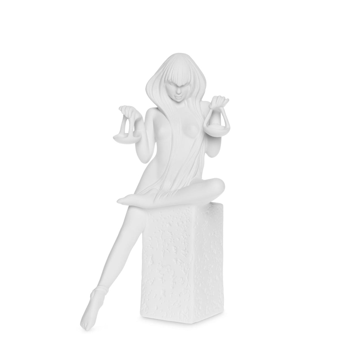 CHRISTEL by Sommer Figura Statuetta Zodiaco Bilancia 24cm Bianco Porcellana