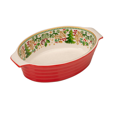 PALAIS ROYAL Pirofila Coppa Ovale 16x10cm in Porcellana Tavola di Natale