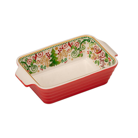 PALAIS ROYAL Pirofila Coppa Rettangolare 16x9cm in Porcellana Tavola di Natale