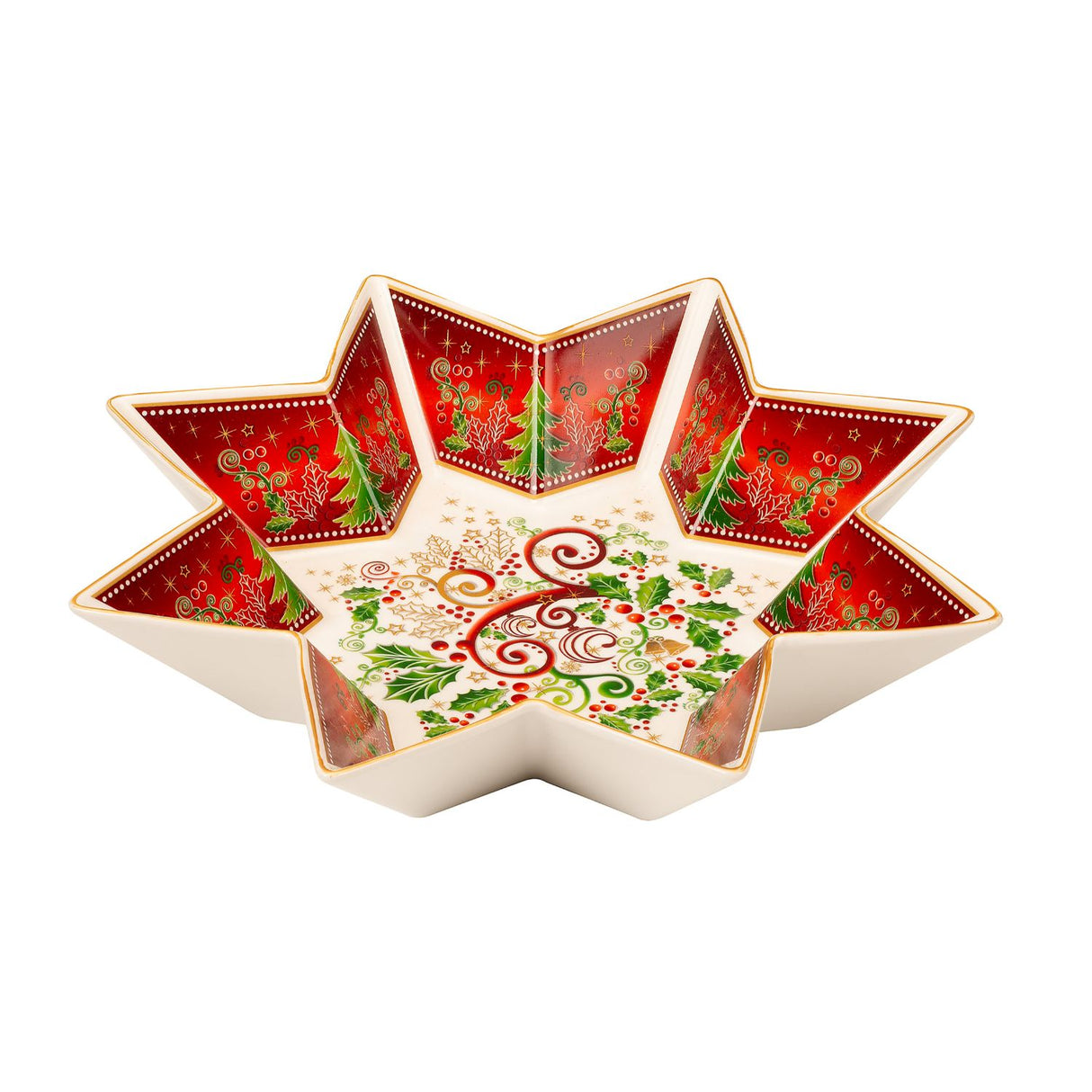 PALAIS ROYAL Pirofila Coppa Stella 32cm in Porcellana Tavola di Natale