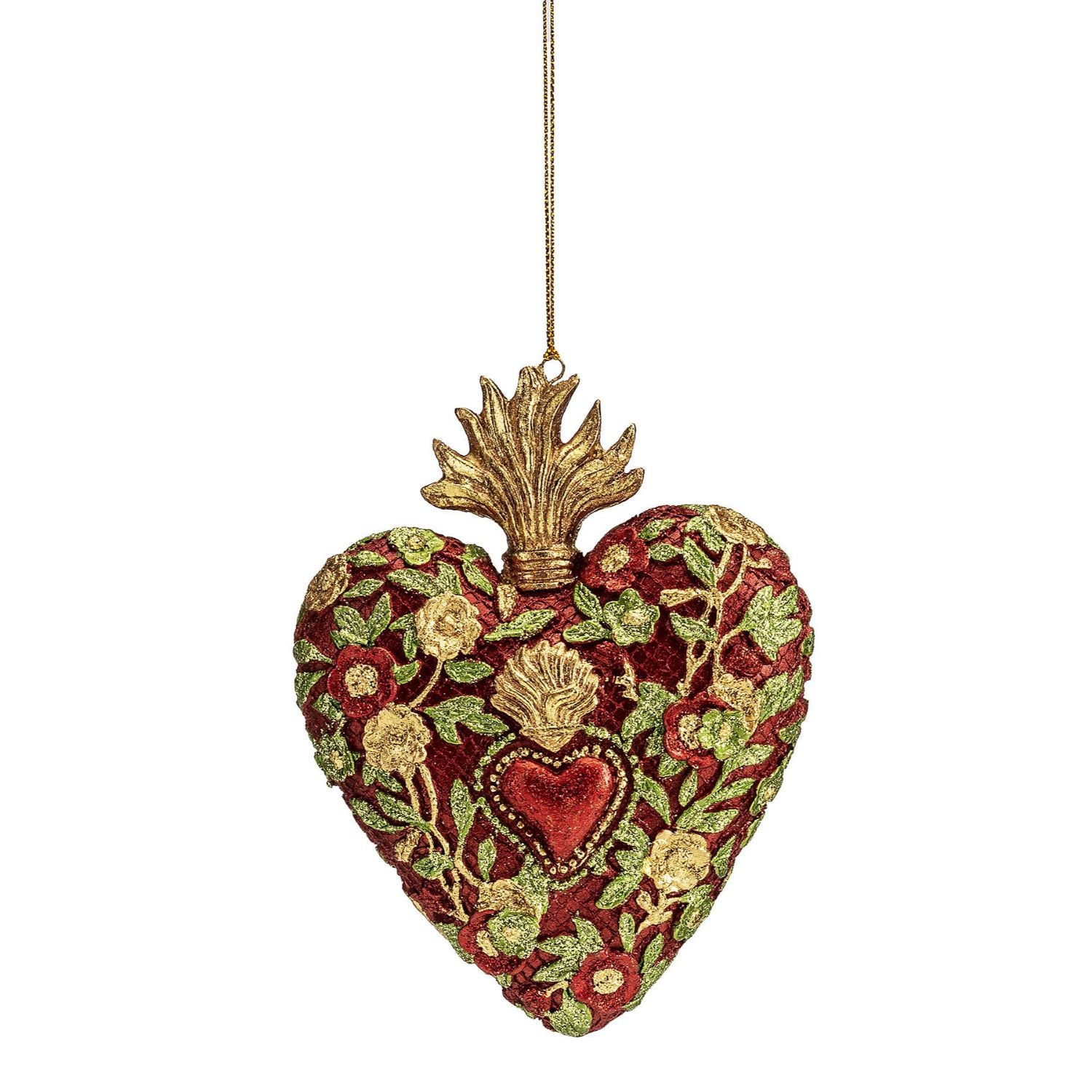 PALAIS ROYAL Pendaglio Appendino a Cuore in Poliresina 14cm Rosso Addobbi di Natale