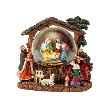 NOEL by Lamart Carillon Globo di Neve con Musica 17,5cm Natività Poliresina
