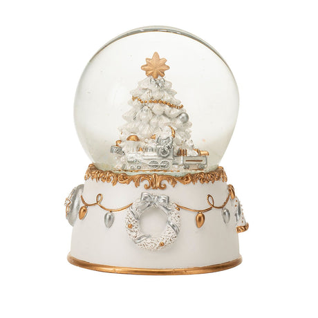 NOEL by Lamart Carillon Globo di Neve con Musica 14,5cm Albero di Natale Poliresina