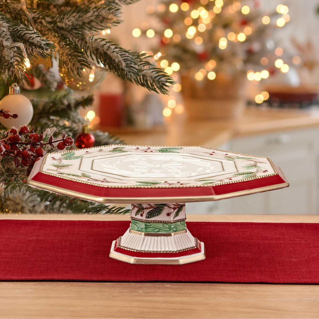 FITZ & FLOYD Alzata Natalizia Centrotavola 35x13cm Porcellana