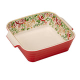 PALAIS ROYAL Pirofila Coppa Quadrata 23x20cm in Porcellana Tavola di Natale