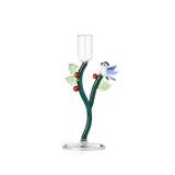 ICHENDORF Woodland Tales Candeliere Agrifoglio e Uccellino Azzurro 18,5cm Vetro Borosilicato
