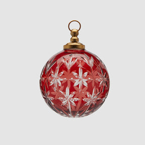 Pallina di Natale EDG in vetro rosso con intagli decorativi 10 cm