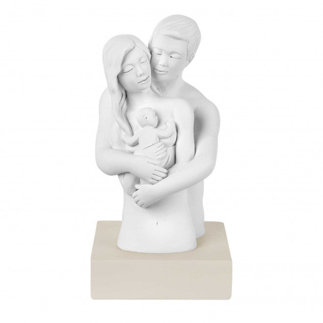BONGELLI PREZIOSI Scultura Statua Busto Famiglia 15cm Nocciola Marmorino