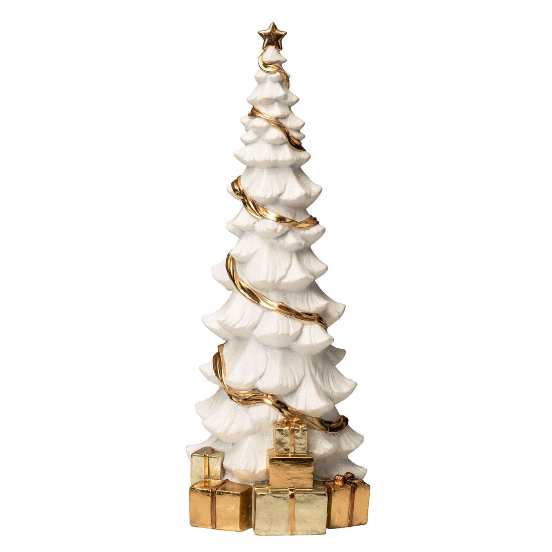 NOEL by Lamart Albero di Natale in Poliresina Decorazione di Natale 50cm Bianco Oro