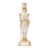 NOEL by Lamart Schiaccianoci Soldatino in Poliresina Decorazione di Natale 42cm Bianco Oro