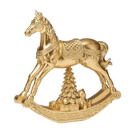 NOEL by Lamart Cavallo a Dondolo in Poliresina con LED Decorazione di Natale 14cm Oro
