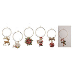 NOEL by Lamart Set 6 Segnabicchieri Natalizi 2cm in Metallo Tavola di Natale