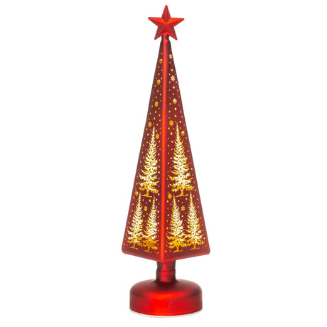NOEL by Lamart Albero di Natale in Vetro con LED Decorazione di Natale 37cm Rosso