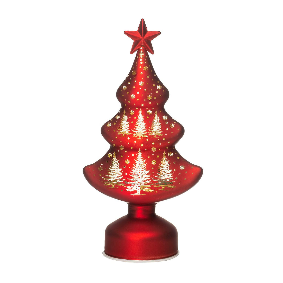 NOEL by Lamart Albero di Natale in Vetro con LED Decorazione di Natale 23cm Rosso