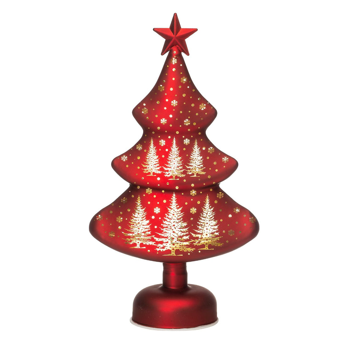 NOEL by Lamart Albero di Natale in Vetro con LED Decorazione di Natale 33cm Rosso