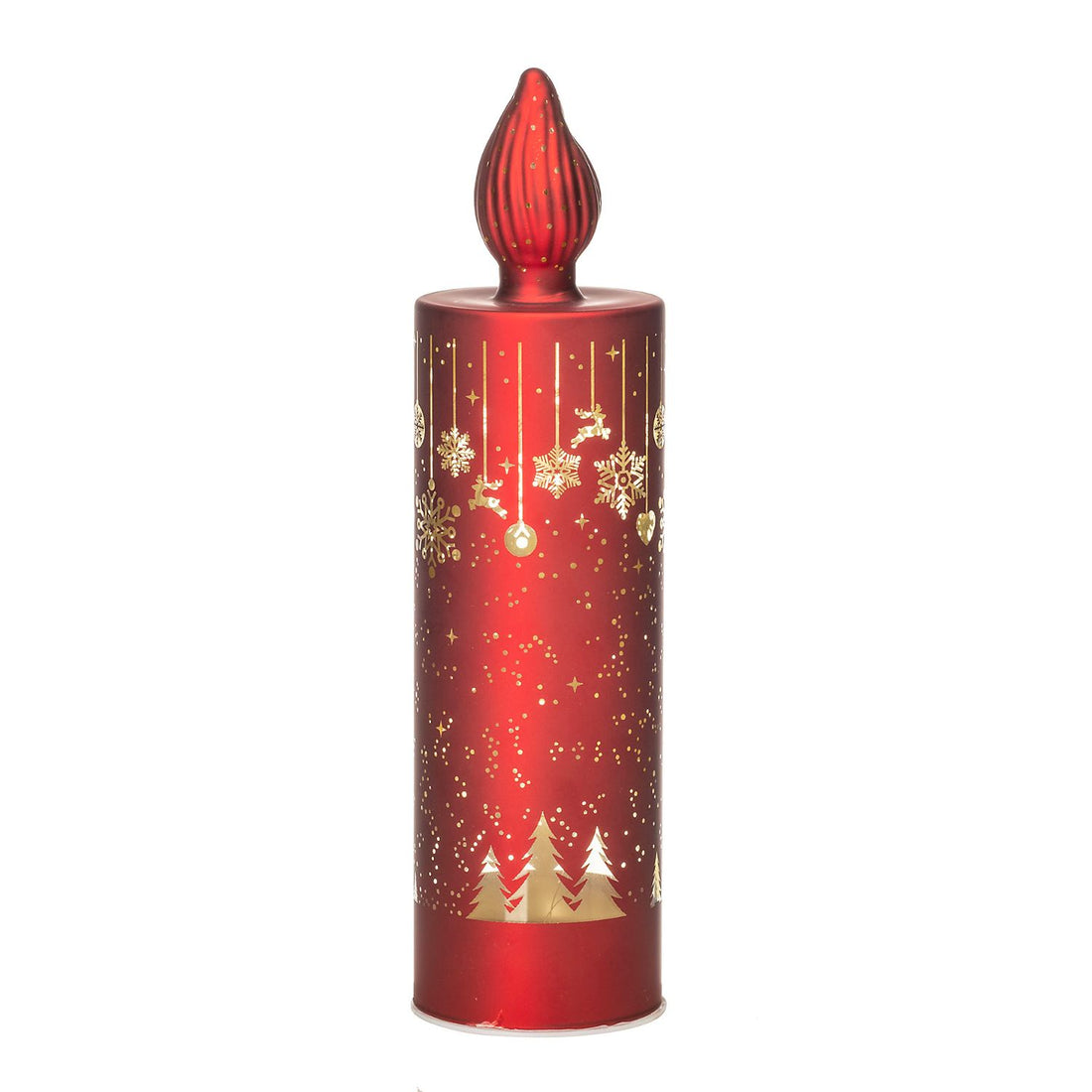 NOEL by Lamart Candela in Vetro con LED Decorazione di Natale 27cm Rosso