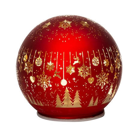 NOEL by Lamart Palla Sfera Luminosa in Vetro con LED Decorazione di Natale 10cm Rosso