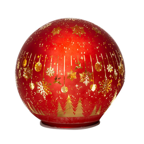 NOEL by Lamart Palla Sfera Luminosa in Vetro con LED Decorazione di Natale 12cm Rosso