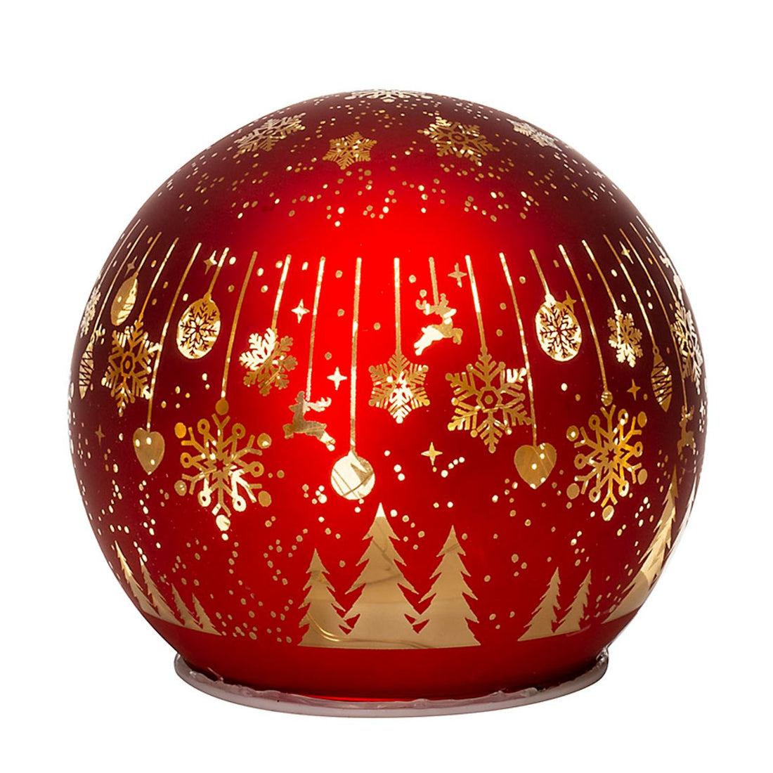 NOEL by Lamart Palla Sfera Luminosa in Vetro con LED Decorazione di Natale 15cm Rosso