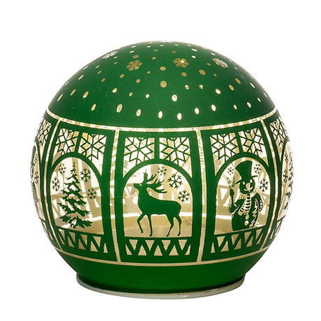 NOEL by Lamart Palla Sfera Luminosa in Vetro con LED Decorazione di Natale 15cm Verde