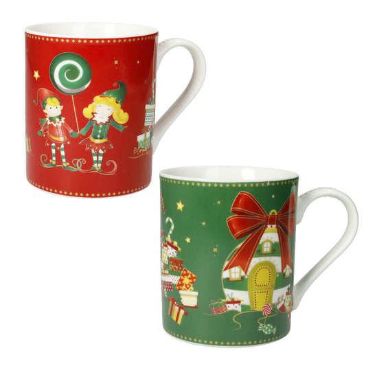 Brandani Teiera con tazza da the in ceramica bone china con decori natalizi