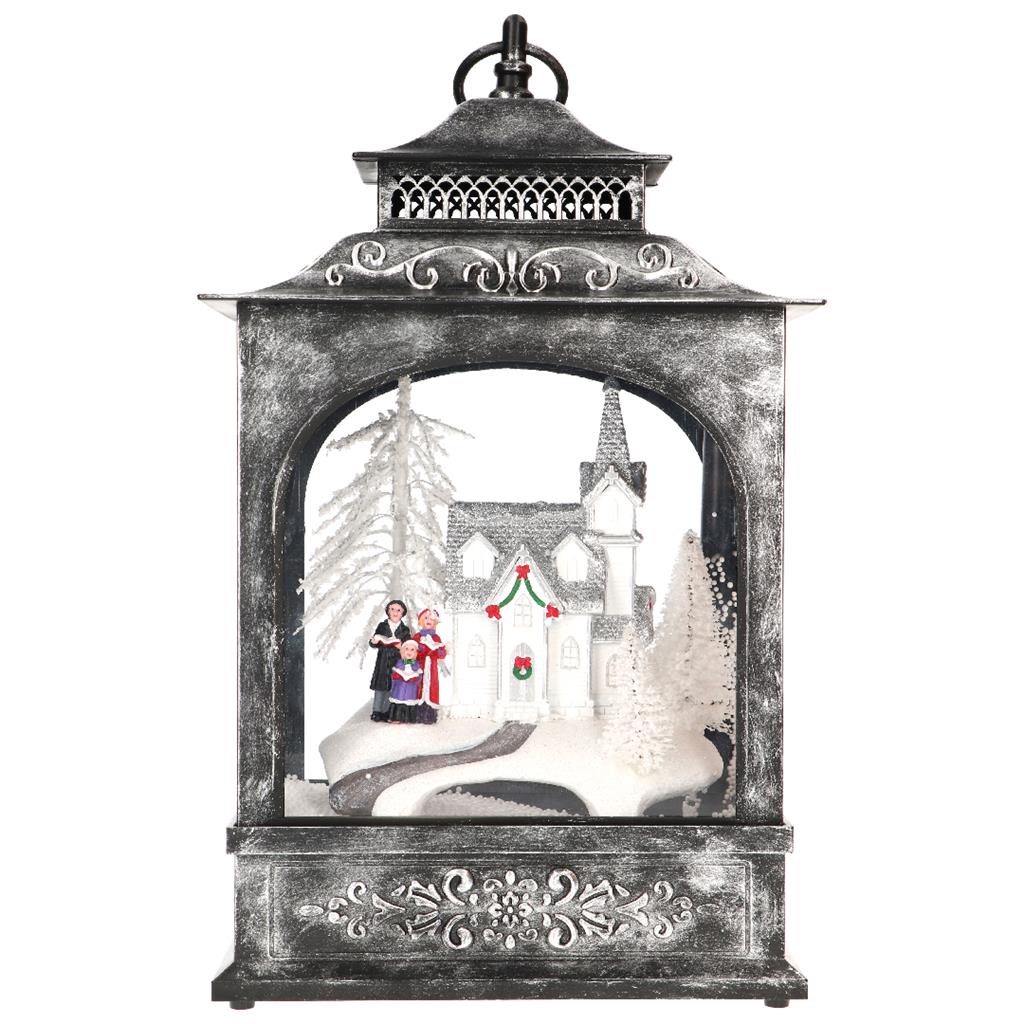 TIMSTOR Lanterna di Natale 38cm con LED Musica e Movimento Argento