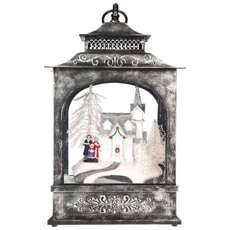 TIMSTOR Lanterna di Natale 38cm con LED Musica e Movimento Argento