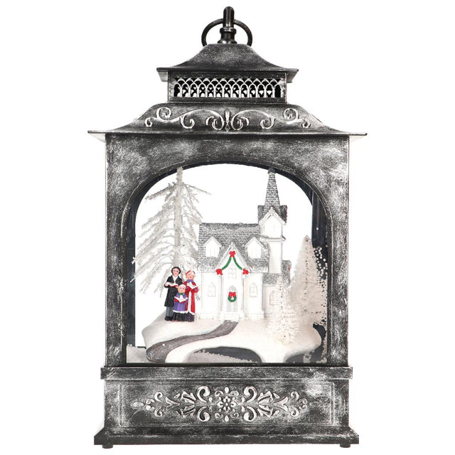 TIMSTOR Lanterna di Natale 38cm con LED Musica e Movimento Argento