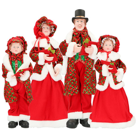 TIMSTOR Set 4 Cantori Coro di Natale 27cm Tessuto Rosso