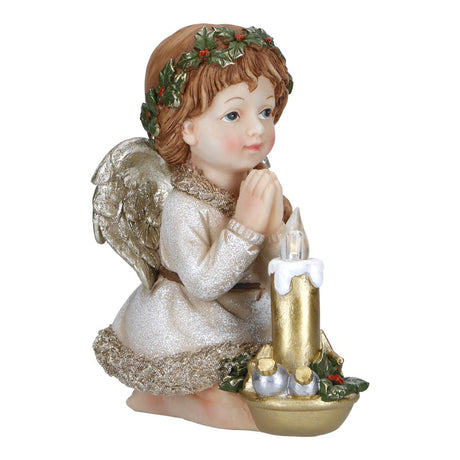 TIMSTOR Angelo Putto Che Prega con Candela con LED Decorazione Natalizia 18,5cm Resina