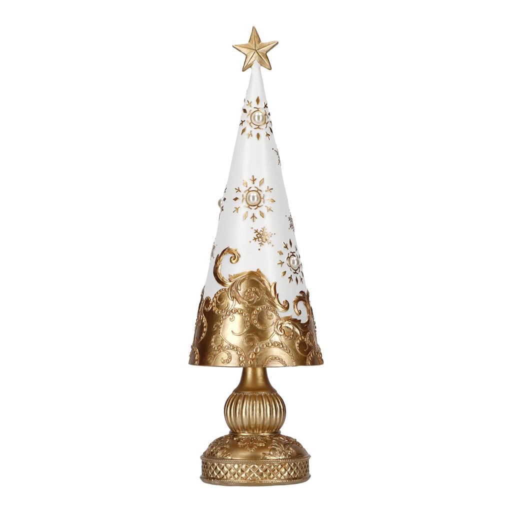TIMSTOR - Albero di Natale Decorazione Natalizia Bianco Oro 41cm Resina