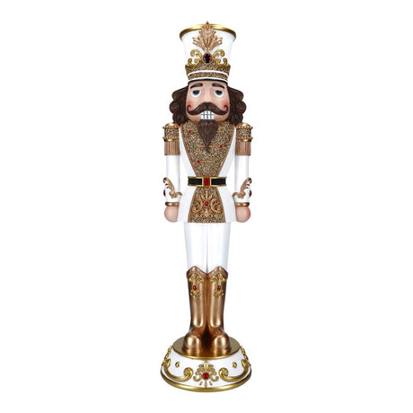 TIMSTOR Soldatino Schiaccianoci di Natale Nutcracker 122cm Poliresina Bianco e Oro