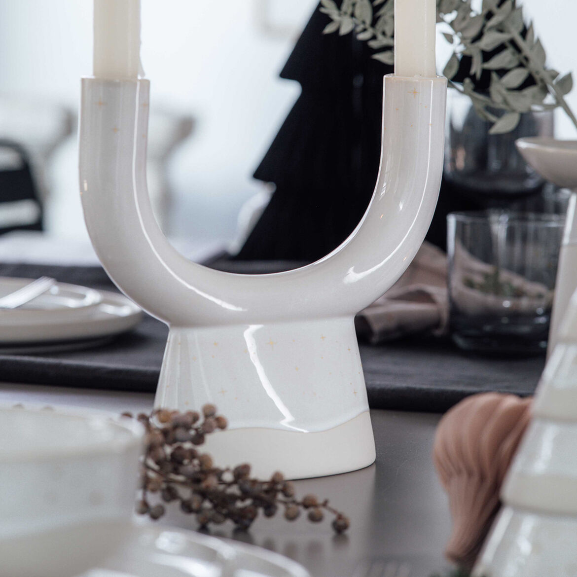 VILLEROY & BOCH Winter Glow Portacandela Due Punte 24x21cm Porcellana