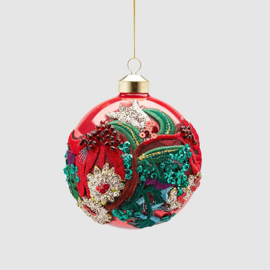 EDG Enzo De Gasperi Sfera Pallina in Vetro per Albero di Natale 10cm Dandy Rosso