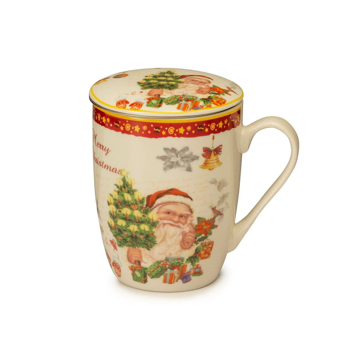 NOEL by Lamart - Tisaniera con Filtro Mug Natale Tavola Natalizia Porcellana 12 cm 1022383
