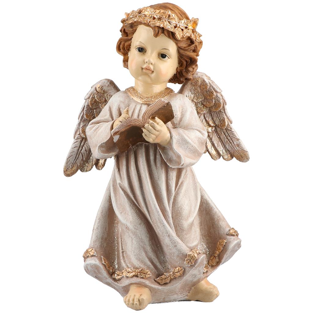 TIMSTOR Angel Christmas Decoration 31cm Resin Gold Champagne LED Christmas