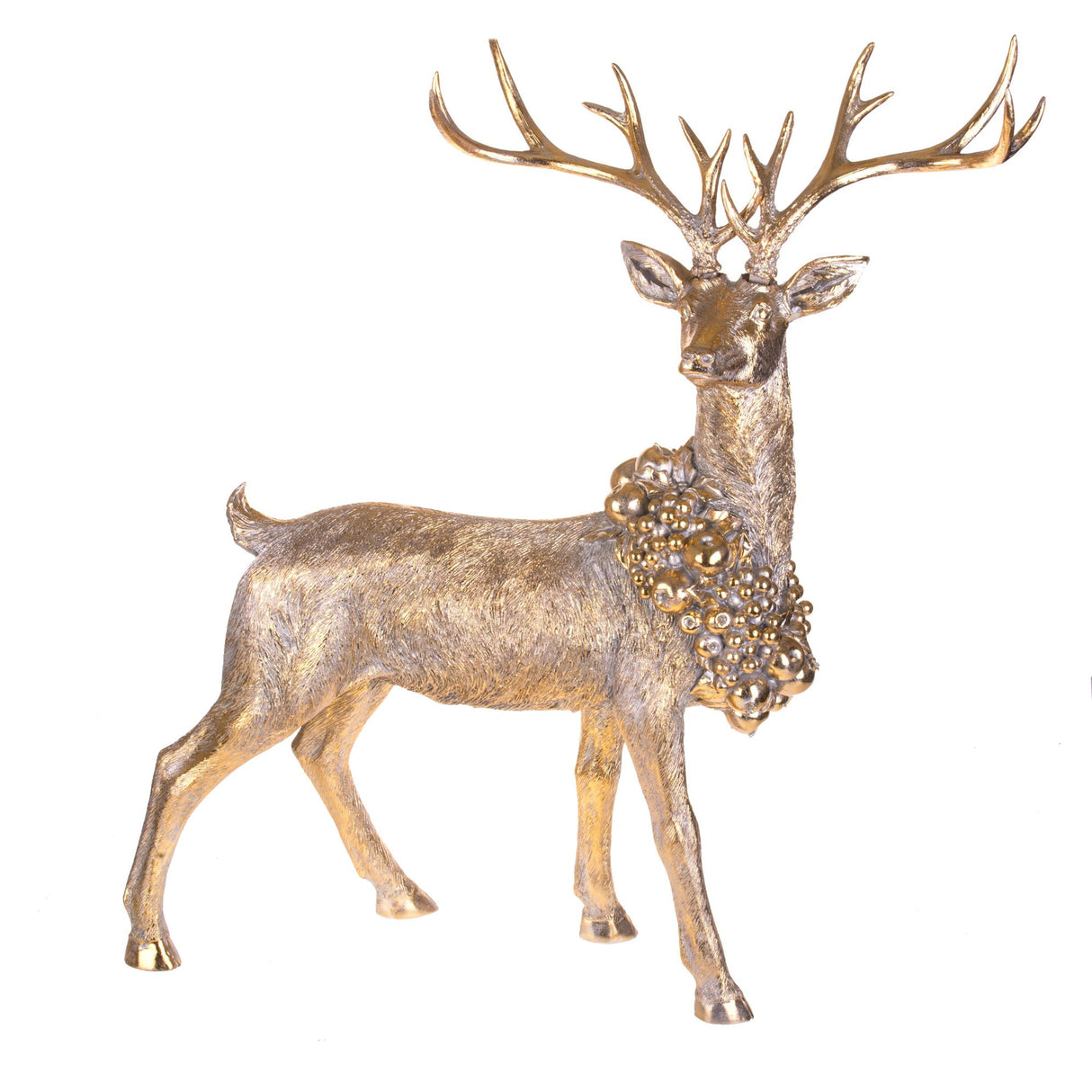 BIANCHI DINO Figura Renna Grande in Piedi in Poliresina 102cm Oro Decorazione di Natale