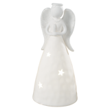 MASCAGNI CASA Angelo di Natale con LED Decorazione Natalizia 24cm Ceramica Bianco