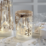 MASCAGNI CASA Bicchiere Vasetto con LED e Docorazioni Natalizie 14cm Vetro