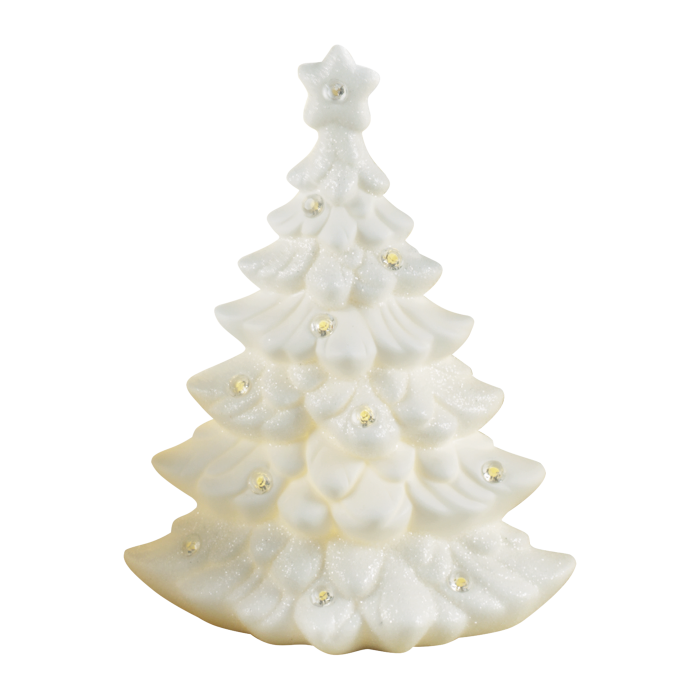 MASCAGNI CASA Abete Albero di Natale in Porcellana con LED 25cm Bianco