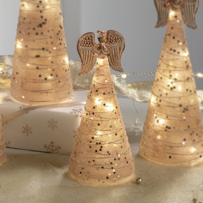 MASCAGNI CASA Angelo di Natale in Vetro con LED 19cm Arancione