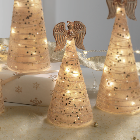 MASCAGNI CASA Angelo di Natale in Vetro con LED 19cm Arancione