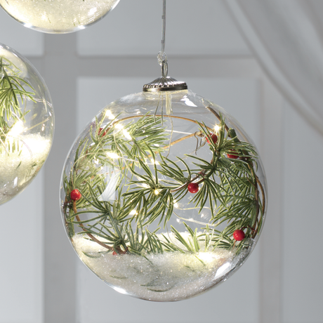 MASCAGNI CASA Sfera Palla con Diamanti Gemme e LED da Appendere 15cm Vetro