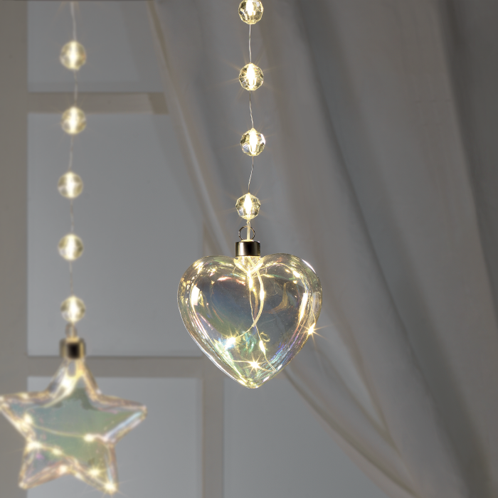 MASCAGNI CASA Cuore in Vetro con Luci LED da Appendere 12,5cm